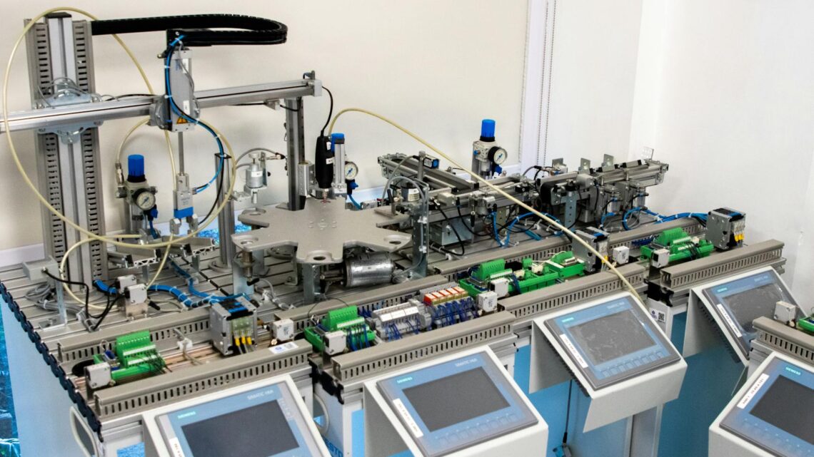 Advanced industrial machinery for automation and control in a laboratory setting.