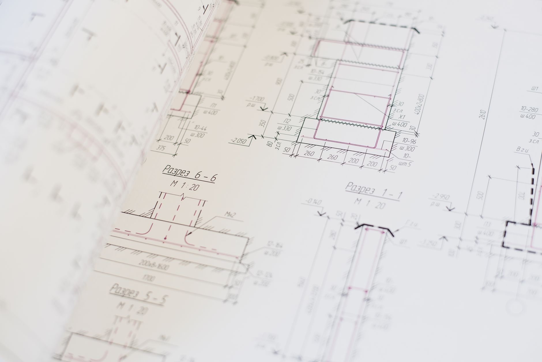Close-up of a detailed architectural blueprint showcasing design and planning.